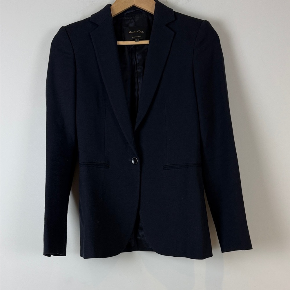 Massimo Dutti Classic Navy Blue Blazer Size 2 - Picture 1 of 9